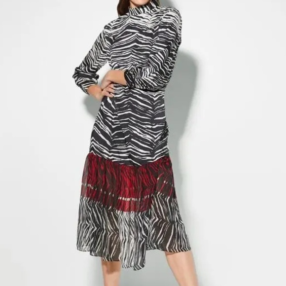 Zara Dresses & Skirts - SOLD - Zara Animal Zebra Print Floaty Contrast Dress